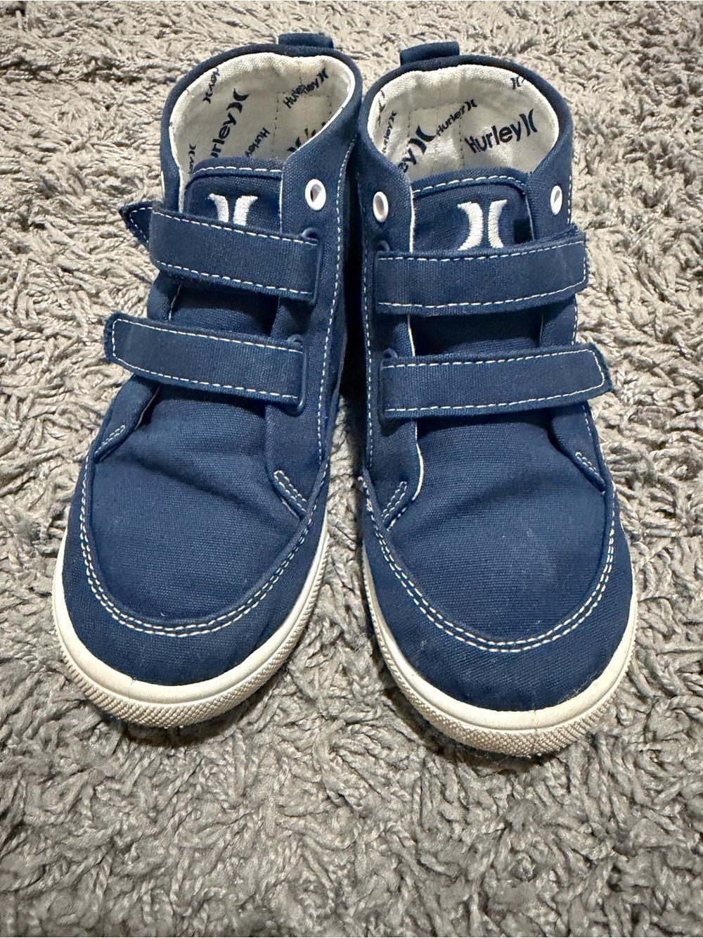 Hurley Kids Navy Blue Canvas High-Top Sneakers with White Accents